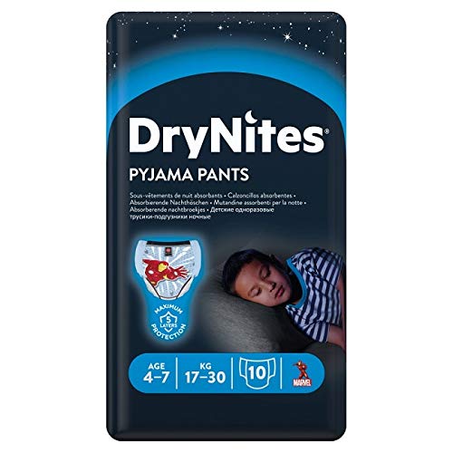 Huggies DryNites Boy - Confezione da 10 mutande per bambini 4-7 anni