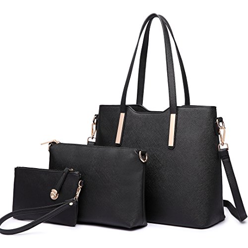 Miss Lulu Donne Moda Borsetta Borsa a Tracolla Borsa Ecopelle Totalizzatore 3 pezzi