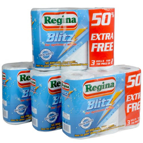 12 Rolls Of Regina Blitz Kitchen Roll Paper Towels Supplies Wholesale Job Lot by Regina