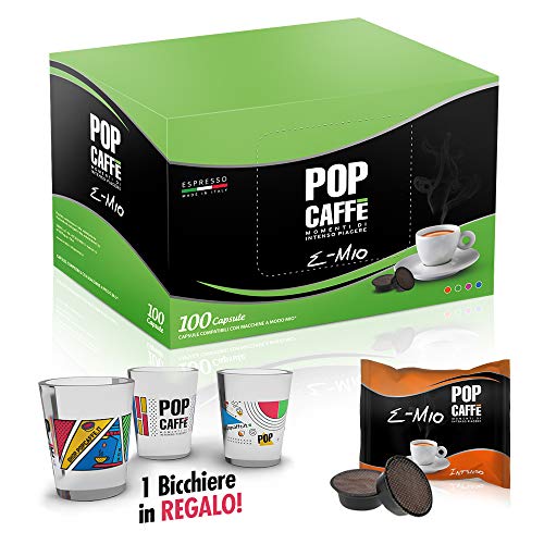 100 CAPSULE POP CAFFE' E-MIO 1 INTENSO COMPATIBILI LAVAZZA A MODO MIO