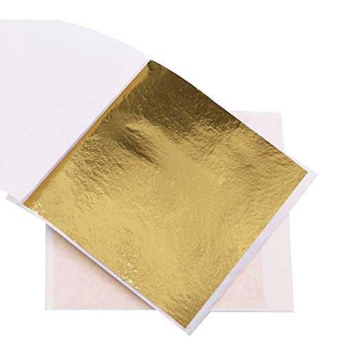 VGSEBA Imitazione Foglia Oro per Artigianato Decorazione Unghie Cornice per Foto Scultura Mobili da Parete Dorata 3.15 by 3.35 inch 100 Fogli