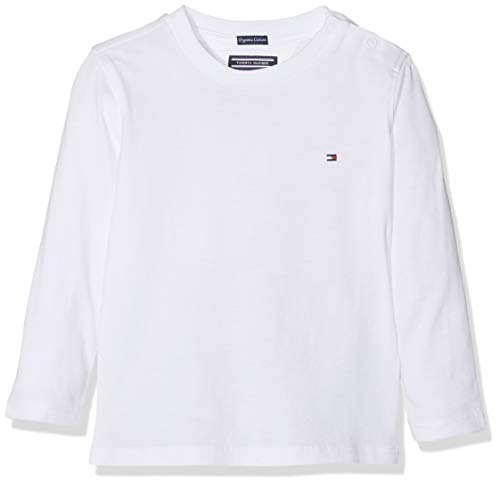 Tommy Hilfiger Boys Basic CN Knit L/s Maglietta, Bianco (Bright White 123), 164 (Taglia Produttore: 14) Bambino