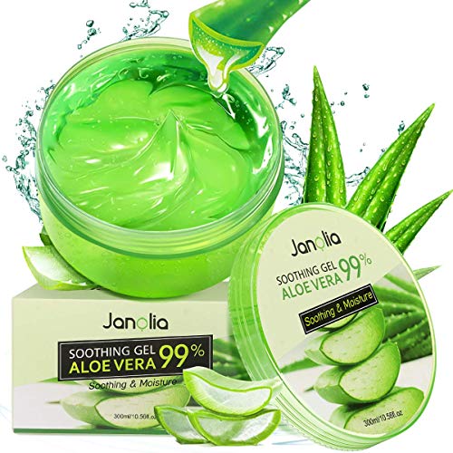 Janolia Gel di Aloe Vera Antiossidante, 300 ml Gel di Bellezza Maschera Naturale per il viso, Lenitiva e Idratante per Viso, Corpo, Scottature, Pelle Secca, Cura per Tutti i Tipi di Pelle