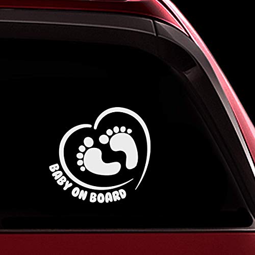 TOTOMO Adesivo bambino a bordo - Divertente simpatico cartello di sicurezza per auto per finestre e paraurti - Impronta nel cuore ALI-038