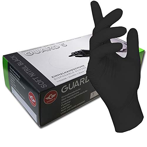 200 pezzi. (1 scatola) nero guanti usa e getta - guanti senza polvere di nitrile guanti da cucina, Tattoo, ambulanza (Small)