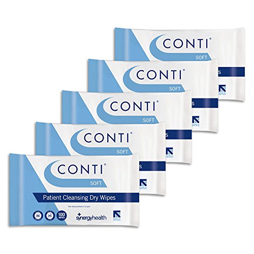 Synergy Conti Morbide Grande Paziente Detergente Dry Salviette per Ogni giorno Pulizia - 5 Packs of 100