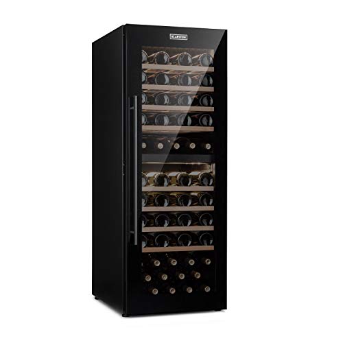 KLARSTEIN Barossa 77 Duo - Frigorifero per Vino, Cantinetta, 2 Zone: 5-20 ° C, 191 L, 77 Bottiglie, 100 Watt, Pannello di Controllo Touch, Illuminazione Interna a LED, Silenzioso, Nero