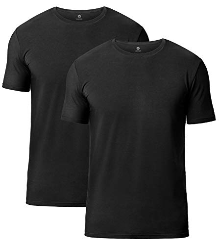 LAPASA Uomo Pacco da 2 T-Shirt Micromodal –Pura SOFFICITÀ- Maglietta Girocollo Maniche Corte Intima Regular Fit M07 (M, Nero 2)