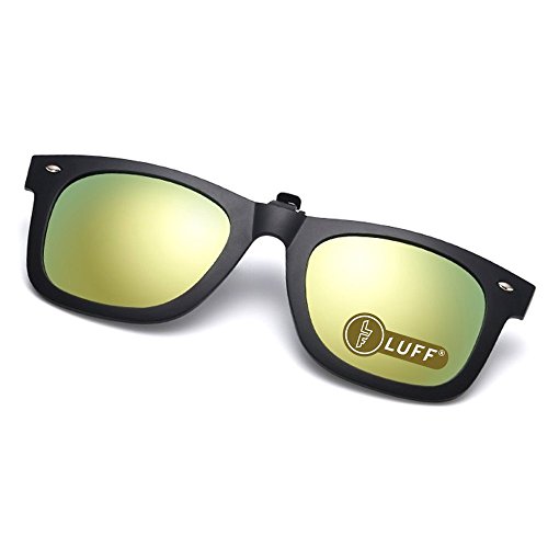 Polarization Clip-On Occhiali da sole Unisex-Elegante e confortevole clip Flip up occhiali da sole miope per Outdoor/guida/pesca (yellow)