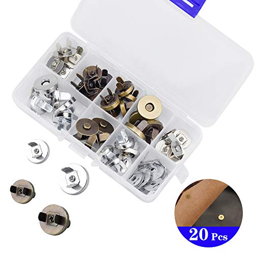 DESON Bottoni Magnetici per Borse, 20 Set 14mm e 18mm Snap Magnetico Metallico per Fai da Te Artigianale Cucito Fermaglio per Artigianato Borse e Abiti in Pelle