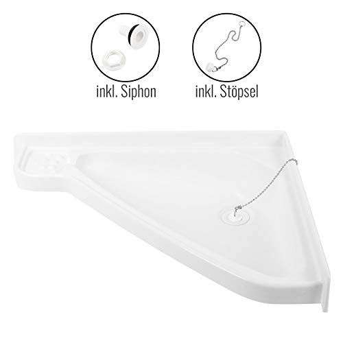 wamovo - Lavabo piccolo per roulotte e camper, (lunghezza x larghezza x profondità): 415 x 350 x 60 mm, di colore bianco, in plastica ABS