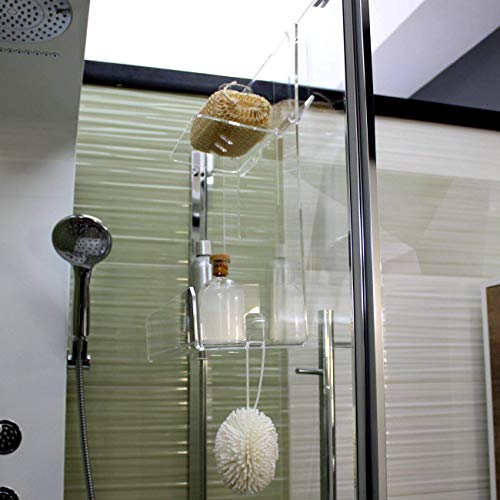 Portasapone doccia in plexiglass con 2 porta asciugamani -Mensola per doccia