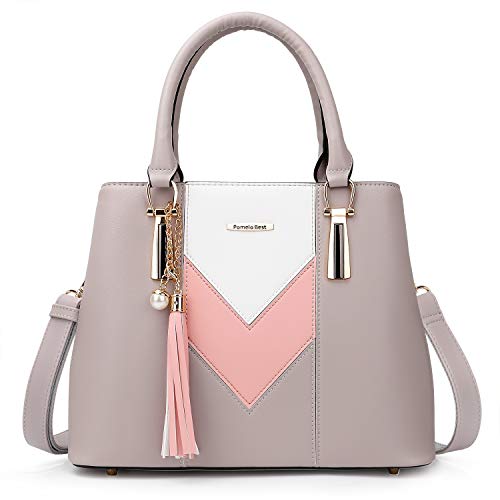 Pomelo Best Borsa Donna Borsa a mano Donne Borse a spalla Borse a tracolla Borse Tote in PU Pelle,Elegante design a forma di V, Perfetto per lavoro, vita quotidiana, Natale e feste ecc (Grigio)