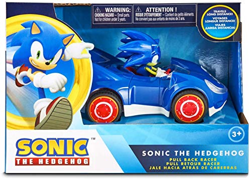 NKOK Giocattoli cinematografici Ufficiali di Sonic The Hedgehog | Sega Racing Pull Back Speed ​​Racer | Auto Giocattolo di Grandi Dimensioni - Blu