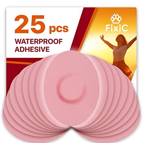 Fixic - Confezione da 25 toppe adesive per Enlite – Guardian – Freestyle Libre – Migliore fissazione – pre-tagliate – colore rosa – senza foro
