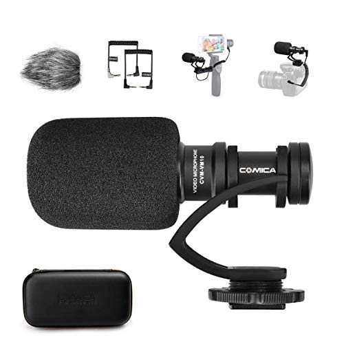 Microfono Reflex, Comica CVM-VM10II Microfono Direzionale, Microfono dslr, Microfono esterno per reflex y Smartphone/ DJI OSMO, Microfono per Reflex Canon Sony Nikon Panasonic