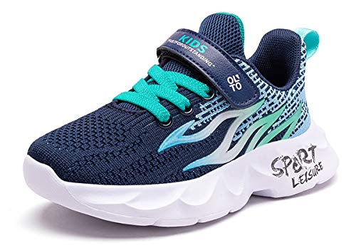 Scarpe da Basket Ragazzi 26 Scarpe da Ginnastica Bambina Scarpe da Corsa Ragazze Sportive Scarpe da Camminata Bambine Scarpe Bambini Atletica Scarpe Bambini Tennis Sneaker con Velcro Blu