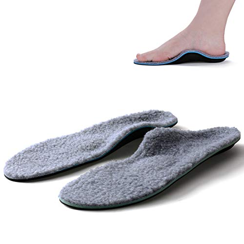 walkomfy solette invernali calde solette plantari plantari solette Memory Foam da lavoro per uomo donna, plantari ortesi inserto per scarpe per piedi piatti gravi (38-39 EU (250mm), grigio)