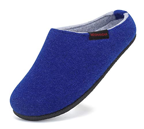 Mishansha Pantofole in Feltro Bambini Antiscivolo Home Caldo Ciabatte Warm Scarpe di Cotone Blue 30 EU