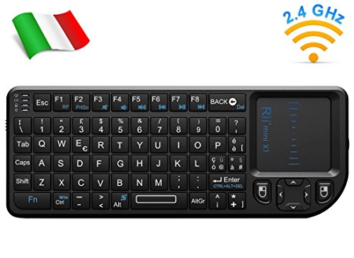 Rii Mini X1 Wireless (Layout Italiano) - Mini Tastiera con Mouse touchpad per Smart TV, Mini PC, HTPC, Console, Computer