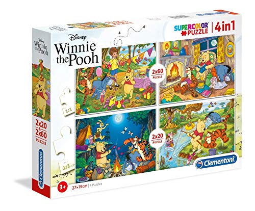 Clementoni- 07618 - Puzzle-Winnie The Pooh, 2 x 20 + 2 x 60 pezzi