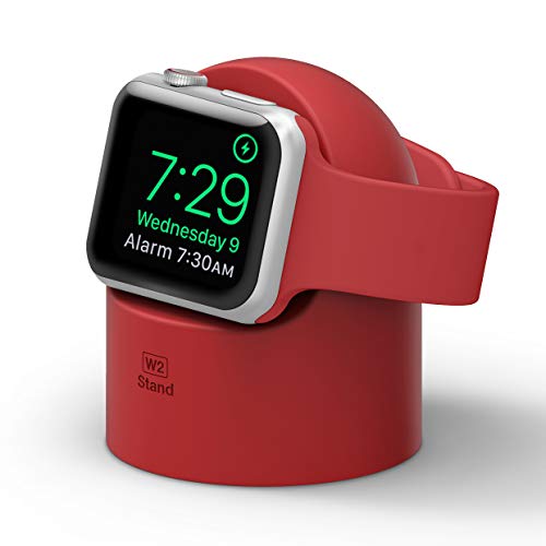 Elago W2 Supporto W2 Stand Compatibile con Apple Watch SE/Serie 6 (2020) / Serie 5 / Serie 4 / Series 3 / Series 2 / Series 1 / 44mm / 42mm / 40mm / 38mm - Stand Notturno, Gestione Cavi (Rosso)