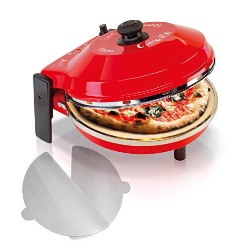 SPICE - Forno Pizza DIAVOLA e CALIENTE con pietra refrattaria 400 gradi Resistenza circolare (Pietra Refr. 32 CM + 2 Palette Alluminio)
