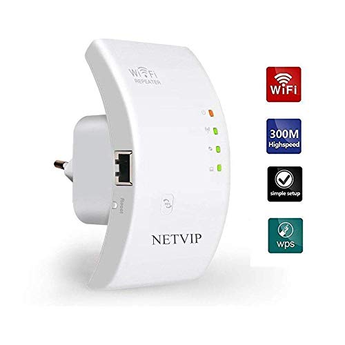 NETVIP Ripetitore WiFi Wireless 300Mbps/ 2.4GHz WiFi Extender e Access Point Potenzia la Tua Copertura Wi-Fi Compatibile con Tutti i Modem Router WiFi
