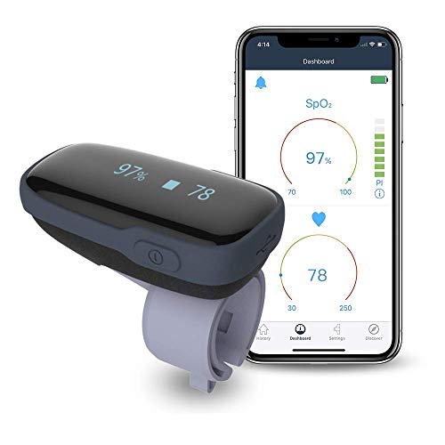 Pulsossimetro Bluetooth, monitor di saturazione di ossigeno, wireless con promemoria audio su dispositivo e smartphone APP gratuita, misuratore di frequenza cardiaca SpO2 ricaricabile per adulti
