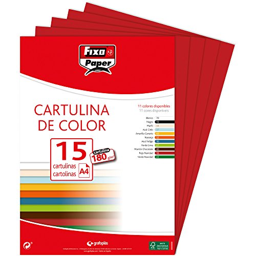 Fixo 11110656 – Confezione di 15 cartoncini, A4, colore: rosso carminio