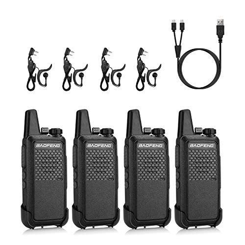 Baofeng GT-22 Walkie Talkie PMR446 Ricetrasmittenti 16 Canali Walkie Talkie Ricaricabili tramite Cavo USB, Auricolari Inclusi (4 pcs)