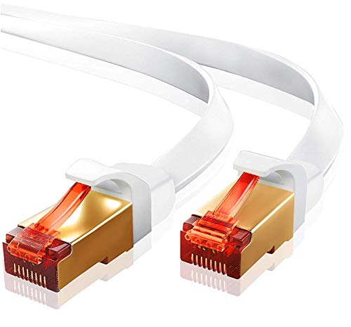IBRA Cavo di rete 50m - Cat 7 Cavo Ethernet Gigabit | Cavo patch LAN RJ45 | S/STP 10 Gbps 600Mhz 10000Mbit/s | Switch Router Modem |Compatibile con CAT5/CAT5e/Cat6 (50 Metri) | Cavo Piatto