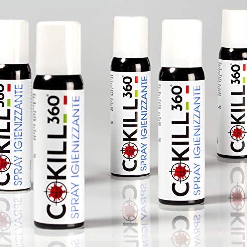 Cokill 360 Kit Di 5 Spray Igienizzante 100 Ml Universale Per Tutte Le Superfici e Tessuti, Uso Personale, Disinfettante Per Materiale Scolastico