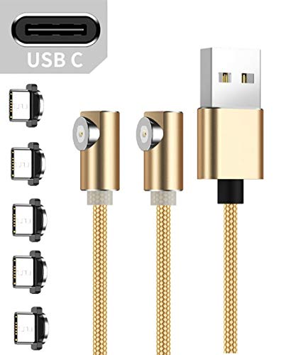 Ruibo Sike - Cavo di ricarica magnetico USB a forma di L, 90 gradi Tipo C dorato