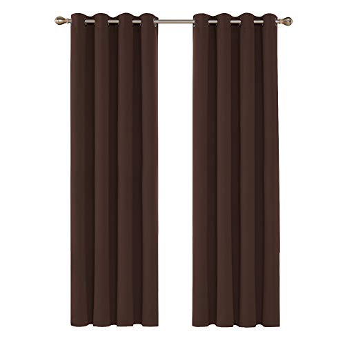 Deconovo Tende Oscuranti Termiche Isolanti Lunghe Moderne con Occhielli per Camera da Letto 140x280cm 2 Pannelli Cioccolato