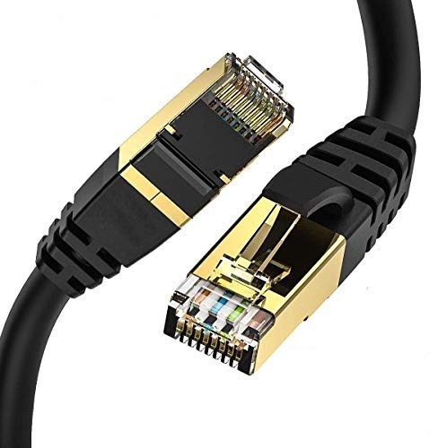 IBRA Cavo di Rete CAT8 Ethernet Gigabit LAN (RJ45) SSTP 40Gbps 2000Mhz - Rotondo Nero 5M