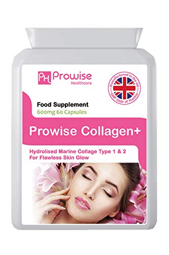 Collagene marino Tipo 1 e Tipo 2 600mg - 60 Capsule - Prodotto nel Regno Unito | Standard GMP di Prowise Healthcare