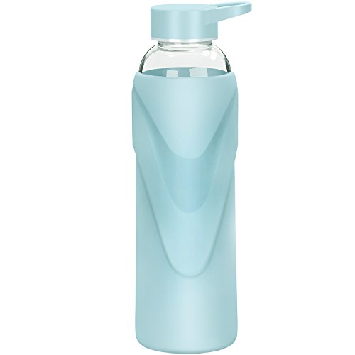 Justfwater Bottiglia di Acqua in Vetro Borosilicato Con Custodia in Silicone 660 ml