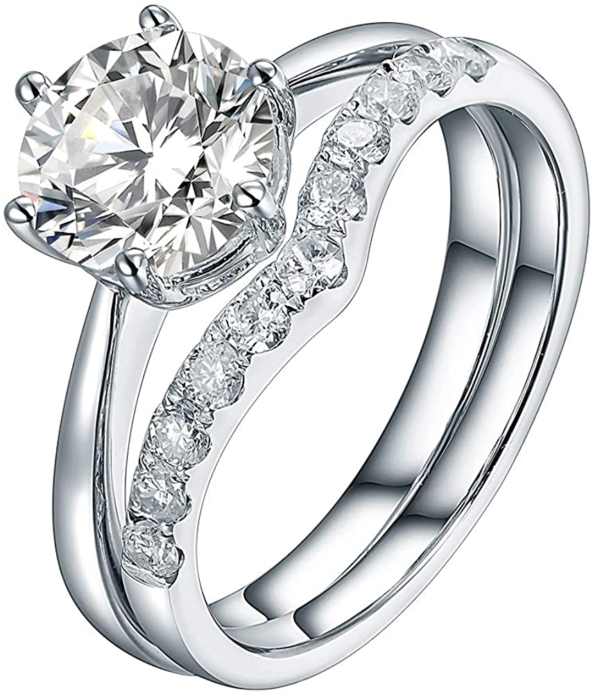 In oro bianco 18 kt diamanti naturali 1.00 ct anello di fidanzamento fedi anelli