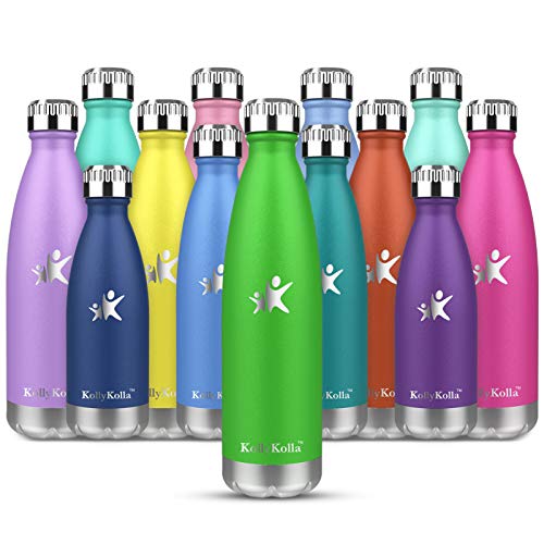 KollyKolla Bottiglia Acqua, Borraccia Termica in Acciaio Inox - 350ml,500ml,650ml,750ml - Bottiglia Bambini Doppia Parete Isolato a Vuoto, Bottiglie Sports Senza BPA per, Ufficio, Yoga, Ciclismo