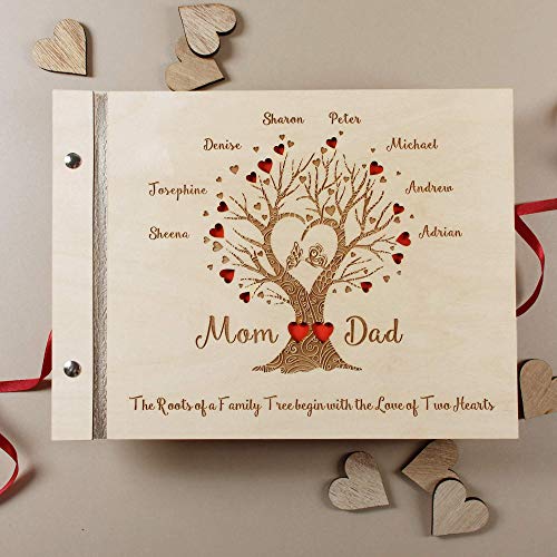 Guestbook matrimonio, libro delle dediche, in legno, personalizzato, album famiglia per foto, idea regalo per gli anniversari, festa della Mamma, festa del Papà, festa dei Nonni l'albero della vita.