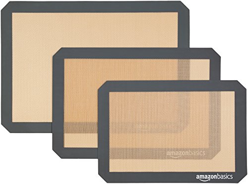 AmazonBasics - Tappetini da forno in silicone, set da 3 pezzi