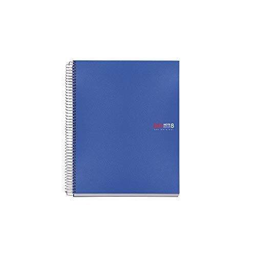 Basicos MR 42005, quaderno 8 colori, formato A5, 200 fogli di carta a quadretti, copertina in polipropilene, blu