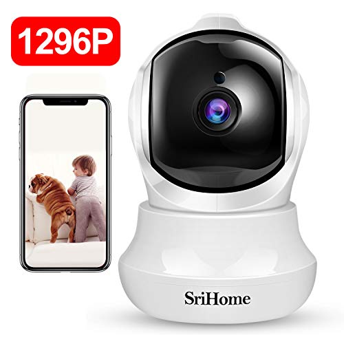 Telecamera Wi-Fi Interno FHD 3MP, SriHome Telecamera IP Senza Fili di Sicurezza Domestica HD Wifi con Visione Notturna, Pan/Tilt,Monitor di Sorveglianza Interna per Animali Domestici, Bambini