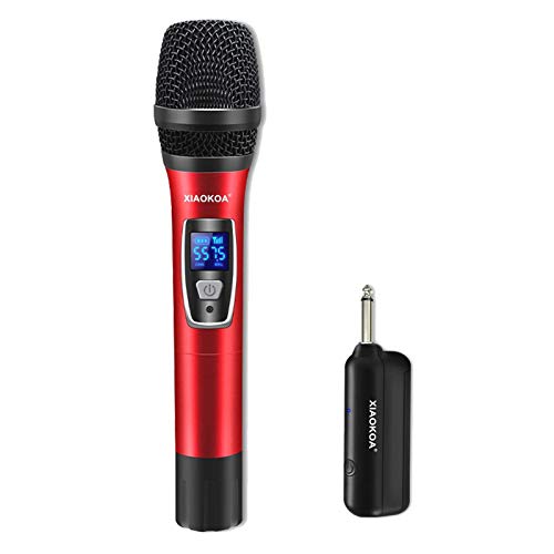 XIAOKOA Wireless Microphone,UHF Microfono Senza fili,Microfono Portatile con Display Digitale,per Karaoke/Home KTV/Prestazioni All'aperto/Evento Festa