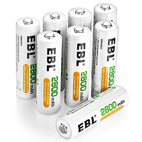 EBL AA Batterie Ricaricabili con 1200 cicli, Pile Ricaricabili da 2800mAh Ni-MH con Comodo Astuccio, Confezione da 8 pezzi