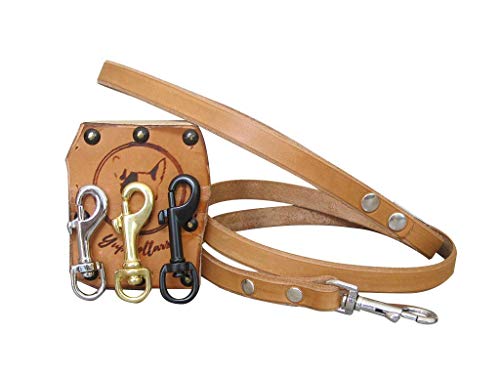 Guinzaglio per Cani in Pelle - YupCollars - Guinzaglio con Lunghezza e Altezza Personalizzabili - Moschettone in Lega Nichelata, Ottone, o Metallo Nero