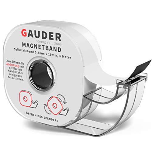 GAUDER Nastro Magnetico Autoadesivo nel Dispenser | Banda Magnetica Adesiva | Striscia Calamita