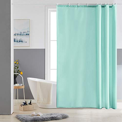 Furlinic Tende Doccia Anti-Muffa Tessuto in Poliestere Verde Tende Doccia Angolare Impermeabile Lavabile Tenda Vasca da Bagno con 10 Ganci Tenda Doccia 150x180cm.