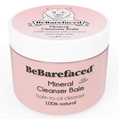 Balsamo detergente viso BeBarefaced vegano naturare con argilla minerale rosa e olio di cocco – Detergente viso idratante anti-età per pelle secca – Mira alle rughe con la vitamina E